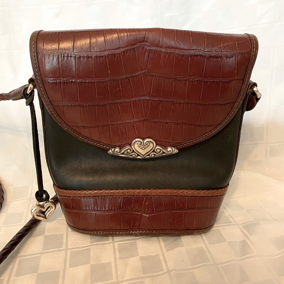 Brighton Handbags - Vintage Brighton Small Bucket Crossbody Crock Embossed Leather purse